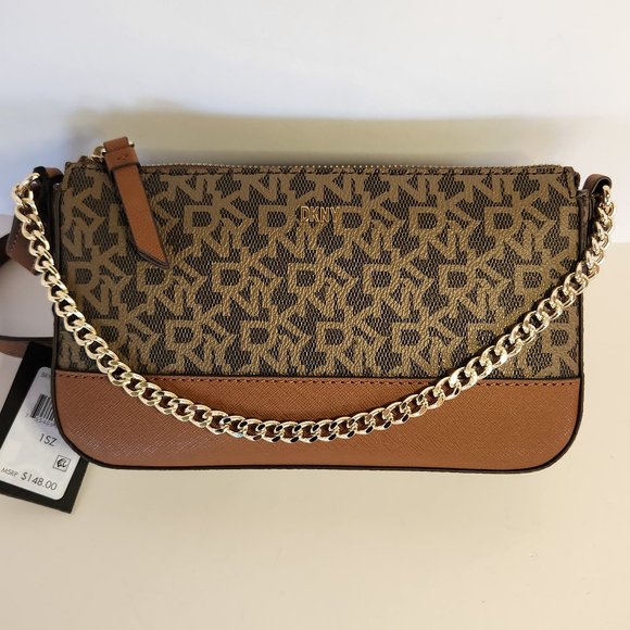 DKNY Brown Bryant Chain Demi Crossbody - NWT - Picture 1 of 12